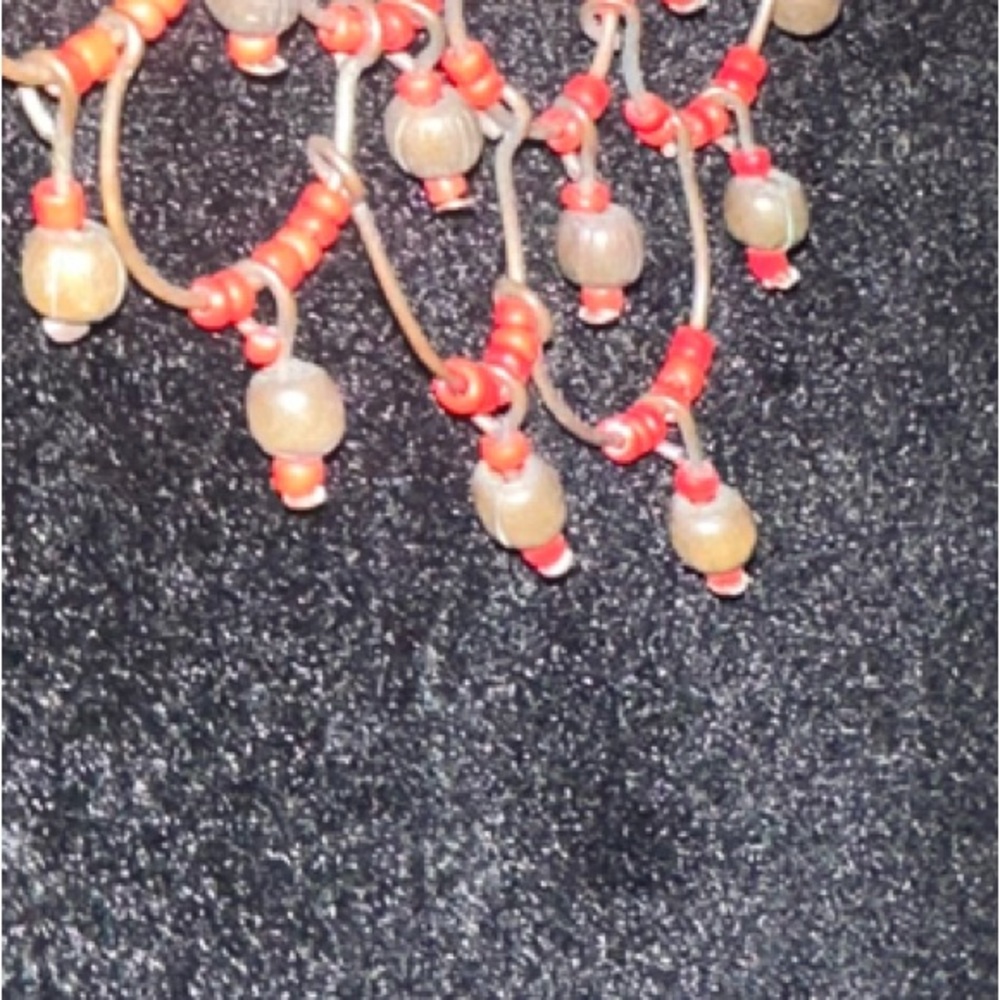 Red and Cream Cascading Heart Necklace